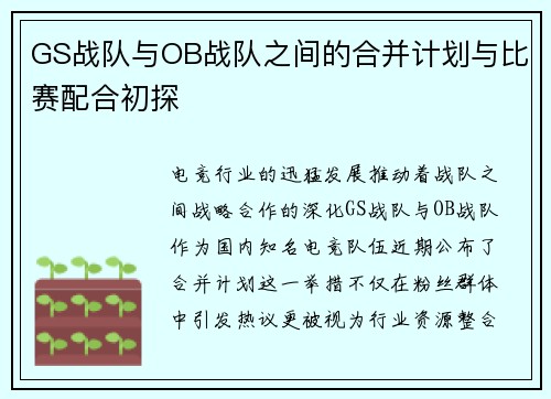 GS战队与OB战队之间的合并计划与比赛配合初探
